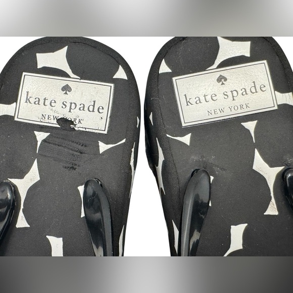 Kate Spade Black and White Polka Dot Wedge Sandals Flip Flops Thong size 7 - Picture 5 of 12
